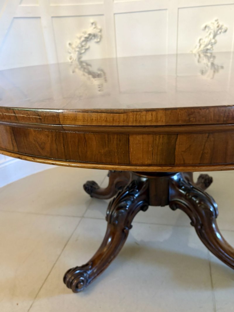 Outstanding Quality Antique Victorian Carved Rosewood Circular Dining Table - Image 12